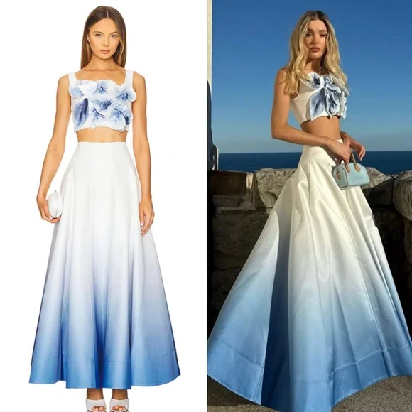 Acler Cragiburne Skirt and top set in Ivory & Midnight ombre Size US 6 NEW! - Picture 2 of 9